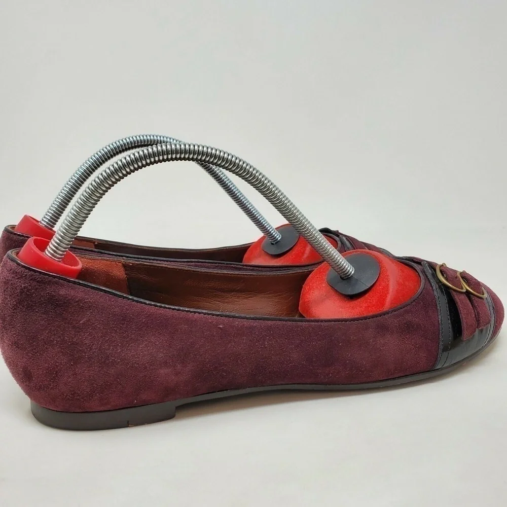 Marc By Marc Jacobs Suede Leather Ballet Flats Maroon Size 37.5 7.5